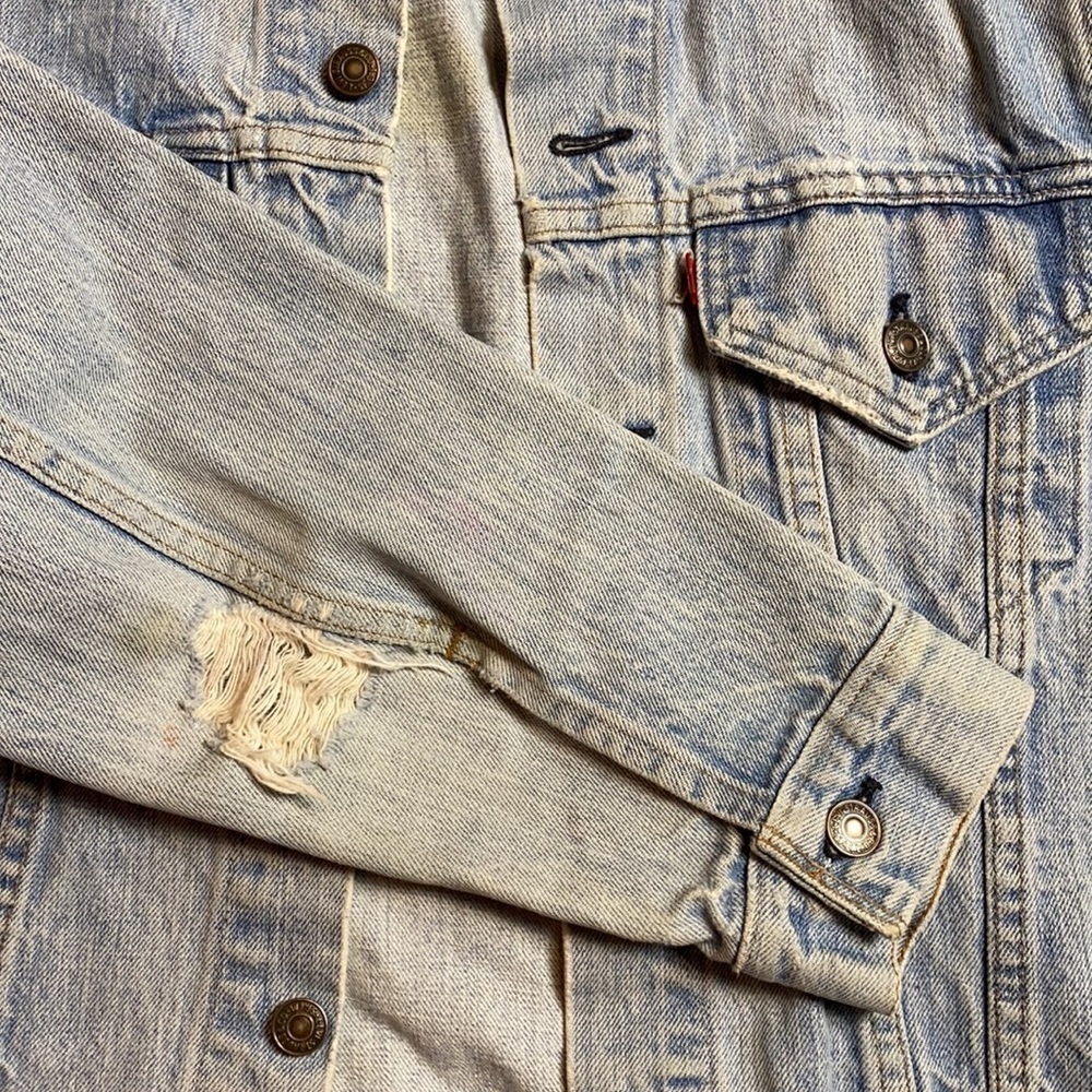 RARE VINTAGE DISTRESSED LEVIS TRUCKER JACKET WELL WORN AGED ONE OF A KIND OF - Picture 4 of 10